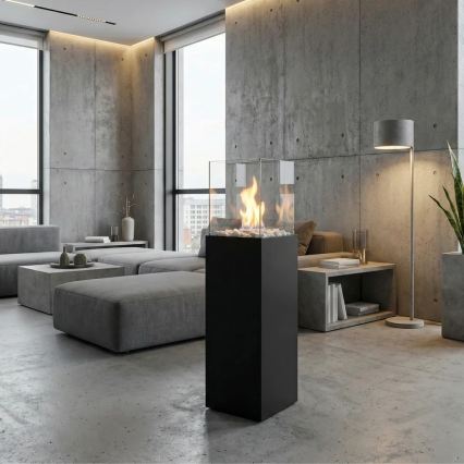 Camino a bioetanolo ALICANTE 26,5x80,5 cm 2kW nero + copertura protettiva