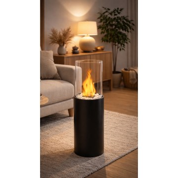 Camino a bioetanolo ROMA 26,5 x 80,5 cm 2 kW nero + copertura protettiva