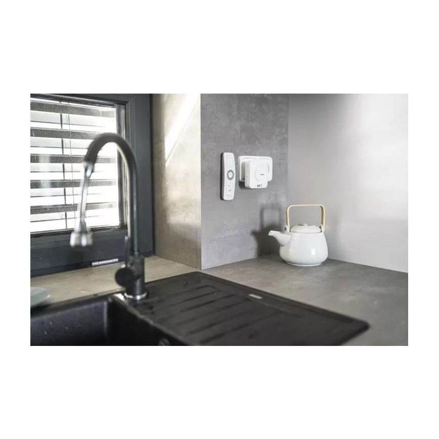 Campanello presa wireless 230V IP44 bianco