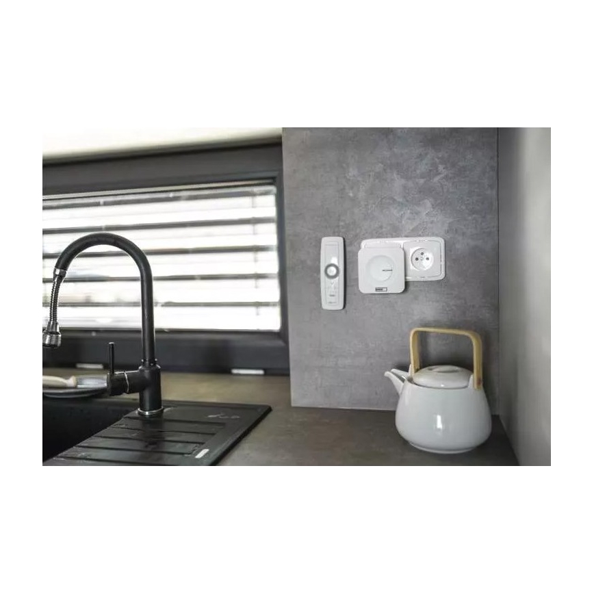 Campanello presa wireless 230V IP44 bianco