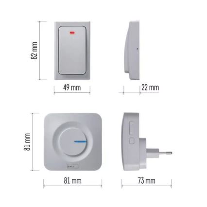 Campanello presa wireless 230V IP44 bianco