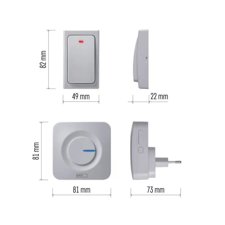 Campanello presa wireless 230V IP44 bianco