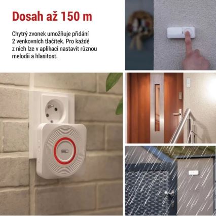 Campanello senza fili da presa GoSmart 230V + 1xCR2032 bianco Wi-Fi