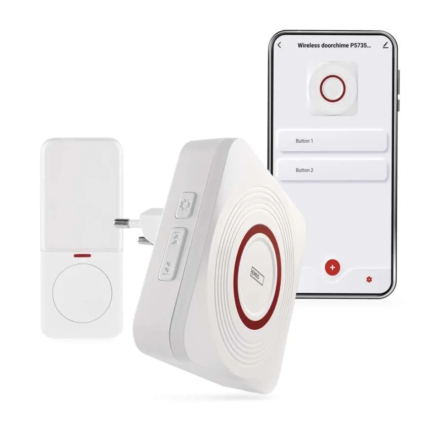 Campanello senza fili da presa GoSmart 230V + 1xCR2032 bianco Wi-Fi