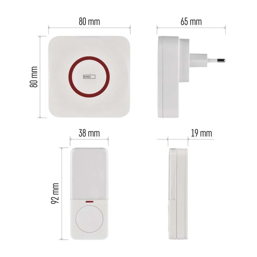 Campanello senza fili da presa GoSmart 230V + 1xCR2032 bianco Wi-Fi
