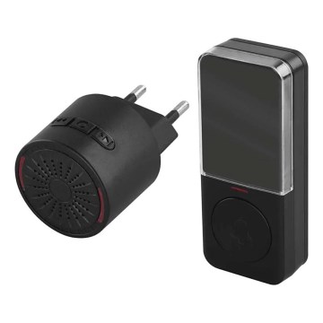 Campanello senza fili da spina 230V + 1x CR2032, nero