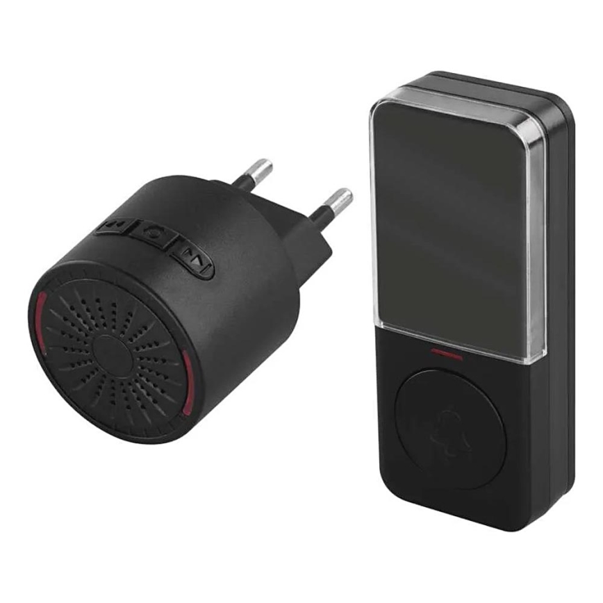 Campanello senza fili da spina 230V + 1x CR2032, nero