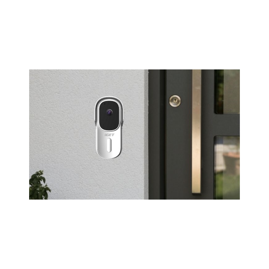 Campanello video con sensore di movimento — Full HD 1080p, batteria 5200 mAh, IP65, Wi‑Fi, compatibile Tuya, bianco