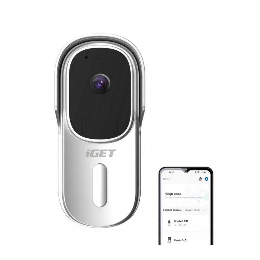 Campanello video con sensore di movimento — Full HD 1080p, batteria 5200 mAh, IP65, Wi‑Fi, compatibile Tuya, bianco