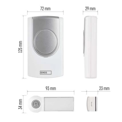Campanello wireless 3xAA/1xCR2032 IP44 bianco/argento