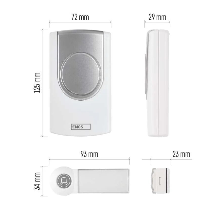 Campanello wireless 3xAA/1xCR2032 IP44 bianco/argento