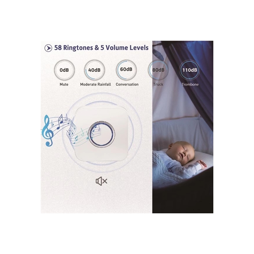 Campanello wireless 3xAAA/1xA23 IP55 bianco