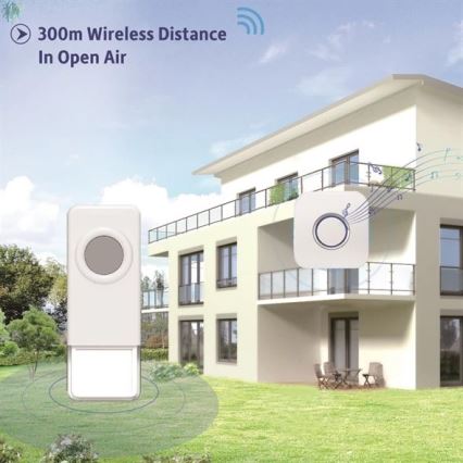 Campanello wireless 3xAAA/1xA23 IP55 bianco