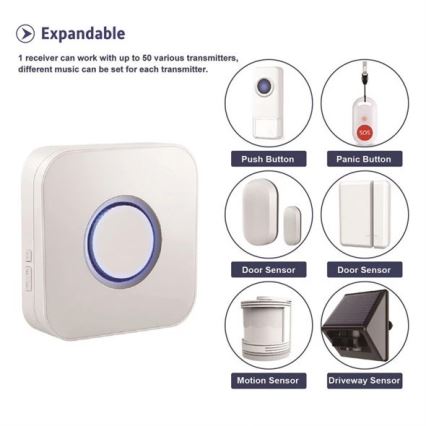 Campanello wireless 3xAAA/1xA23 IP55 bianco