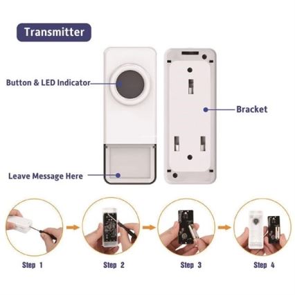 Campanello wireless 3xAAA/1xA23 IP55 bianco