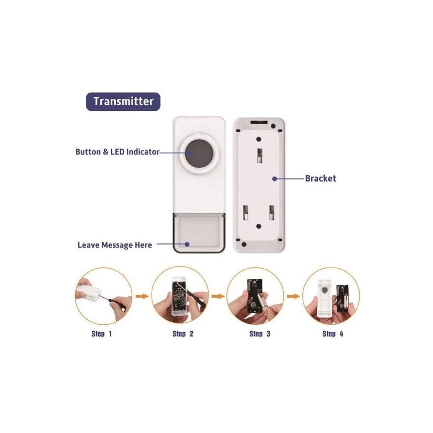 Campanello wireless 3xAAA/1xA23 IP55 bianco