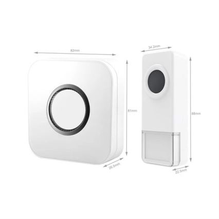 Campanello wireless 3xAAA/1xA23 IP55 bianco