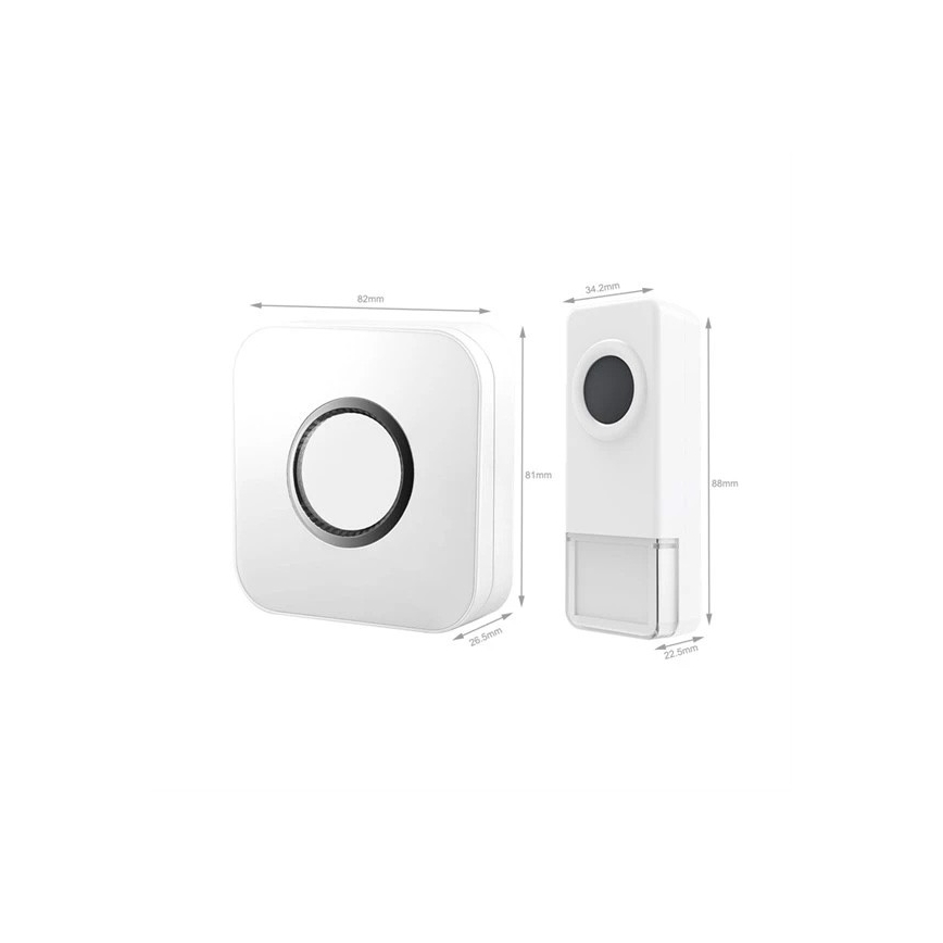Campanello wireless 3xAAA/1xA23 IP55 bianco