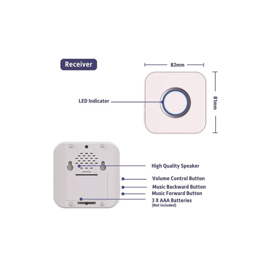 Campanello wireless 3xAAA/1xA23 IP55 bianco