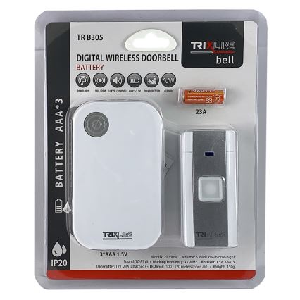 Campanello wireless BELL 1x23A + 3xAAA bianco