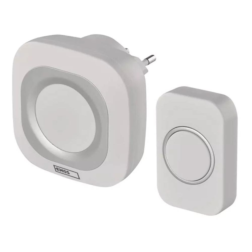 Campanello wireless con spina integrata 230V + 1xCR2032 IP44 bianco