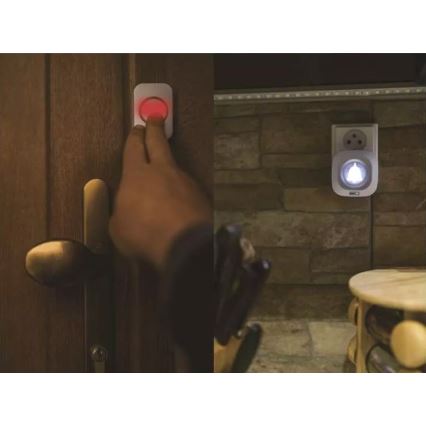 Campanello wireless con spina integrata 230V + 1xCR2032 IP44 bianco