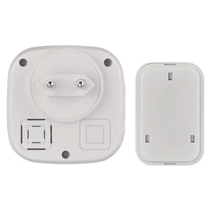 Campanello wireless con spina integrata 230V + 1xCR2032 IP44 bianco