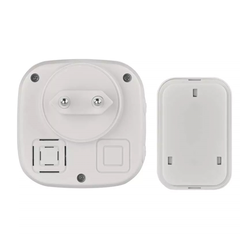 Campanello wireless con spina integrata 230V + 1xCR2032 IP44 bianco