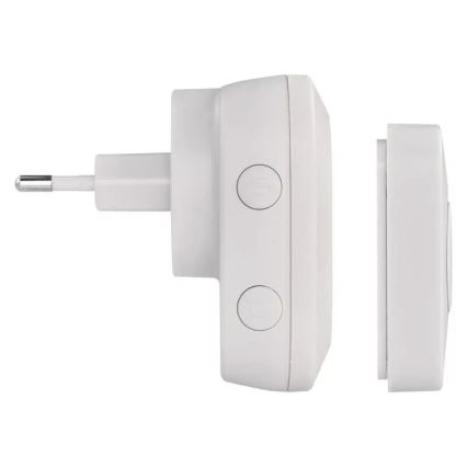 Campanello wireless con spina integrata 230V + 1xCR2032 IP44 bianco