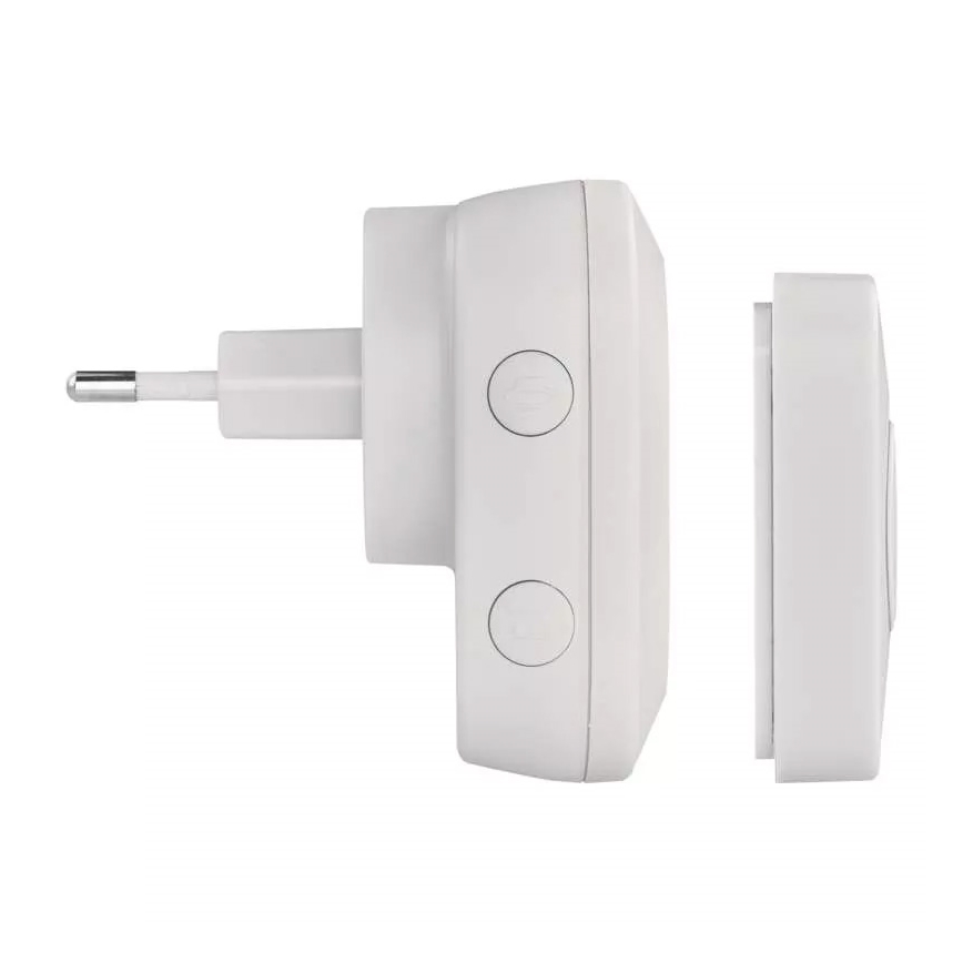 Campanello wireless con spina integrata 230V + 1xCR2032 IP44 bianco