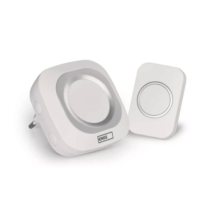 Campanello wireless con spina integrata 230V + 1xCR2032 IP44 bianco