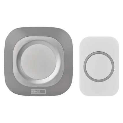 Campanello wireless con spina integrata 230V + 1xCR2032 IP44 grigio