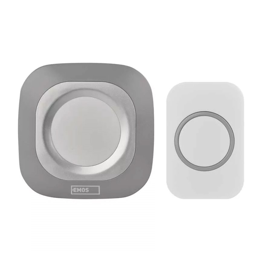 Campanello wireless con spina integrata 230V + 1xCR2032 IP44 grigio