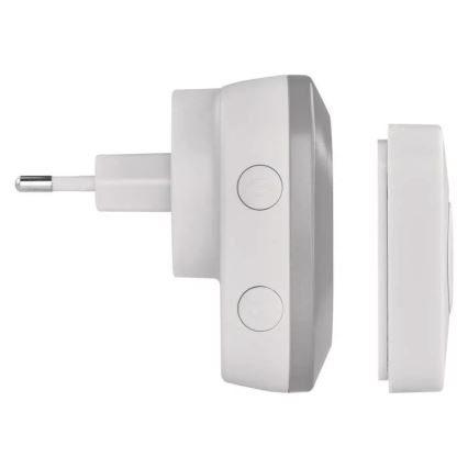 Campanello wireless con spina integrata 230V + 1xCR2032 IP44 grigio