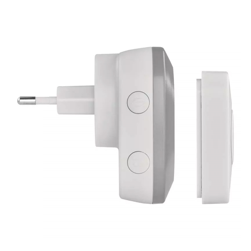 Campanello wireless con spina integrata 230V + 1xCR2032 IP44 grigio