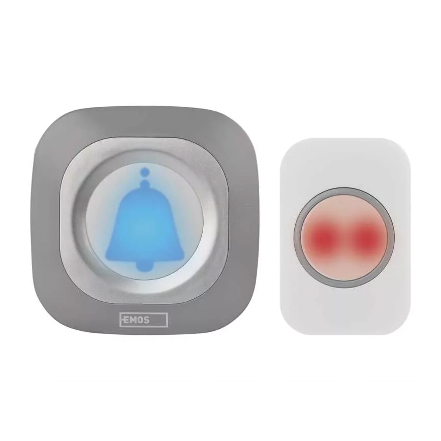 Campanello wireless con spina integrata 230V + 1xCR2032 IP44 grigio