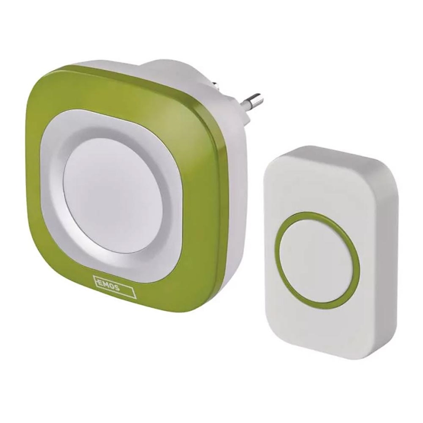 Campanello wireless con spina integrata 230V + 1xCR2032 IP44 verde