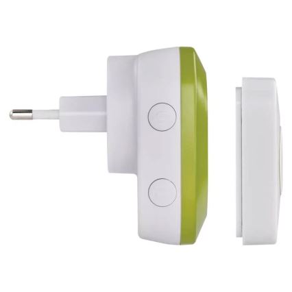 Campanello wireless con spina integrata 230V + 1xCR2032 IP44 verde