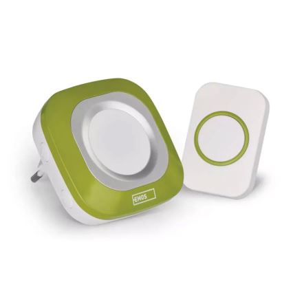 Campanello wireless con spina integrata 230V + 1xCR2032 IP44 verde