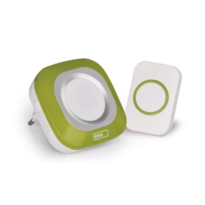 Campanello wireless con spina integrata 230V + 1xCR2032 IP44 verde
