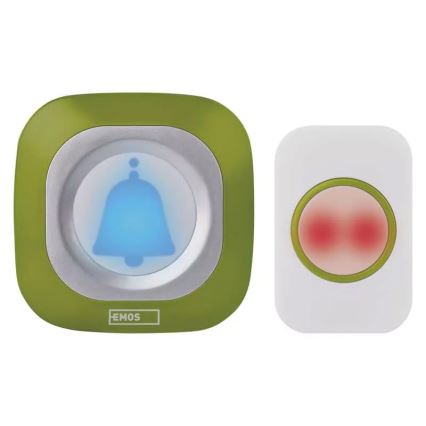 Campanello wireless con spina integrata 230V + 1xCR2032 IP44 verde