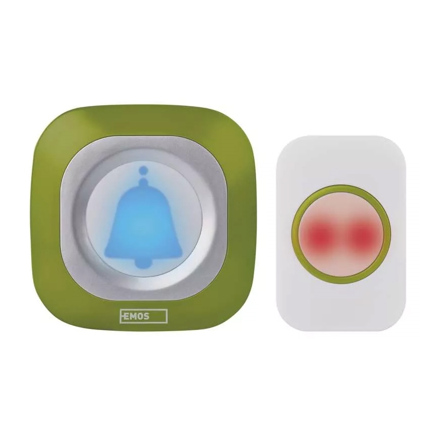 Campanello wireless con spina integrata 230V + 1xCR2032 IP44 verde