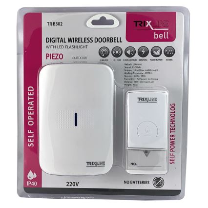 Campanello wireless con spina integrata PIEZO BELL 230V + 1x23A IP40 bianco