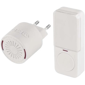 Campanello wireless da inserire nella presa 230 V con 1 batteria CR2032, bianco