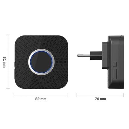 Campanello wireless da presa, a energia cinetica, 230 V, nero