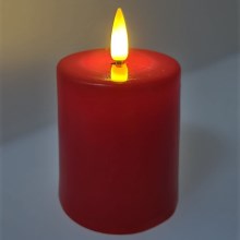 Candela LED/2xAA bianco caldo 9 cm rosso