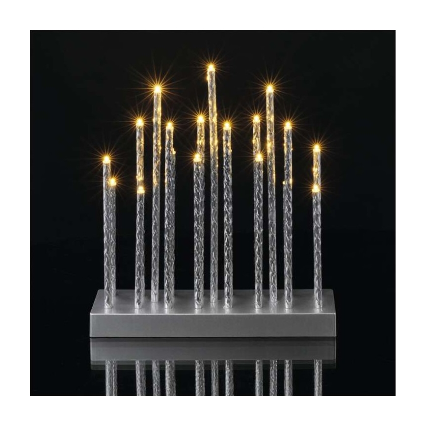 Candeliere natalizio LED 19xLED/3xAA grigio