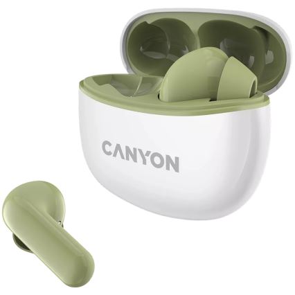 Canyon - Auricolari stereo senza fili True Wireless 500 mAh + 2x 40 mAh bianco/verde
