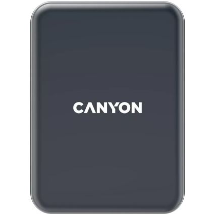 Canyon - Supporto magnetico per telefono da auto con funzione di ricarica wireless Qi 5V, design quadrato, nero