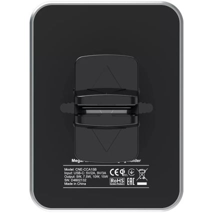 Canyon - Supporto magnetico per telefono da auto con funzione di ricarica wireless Qi 5V, design quadrato, nero